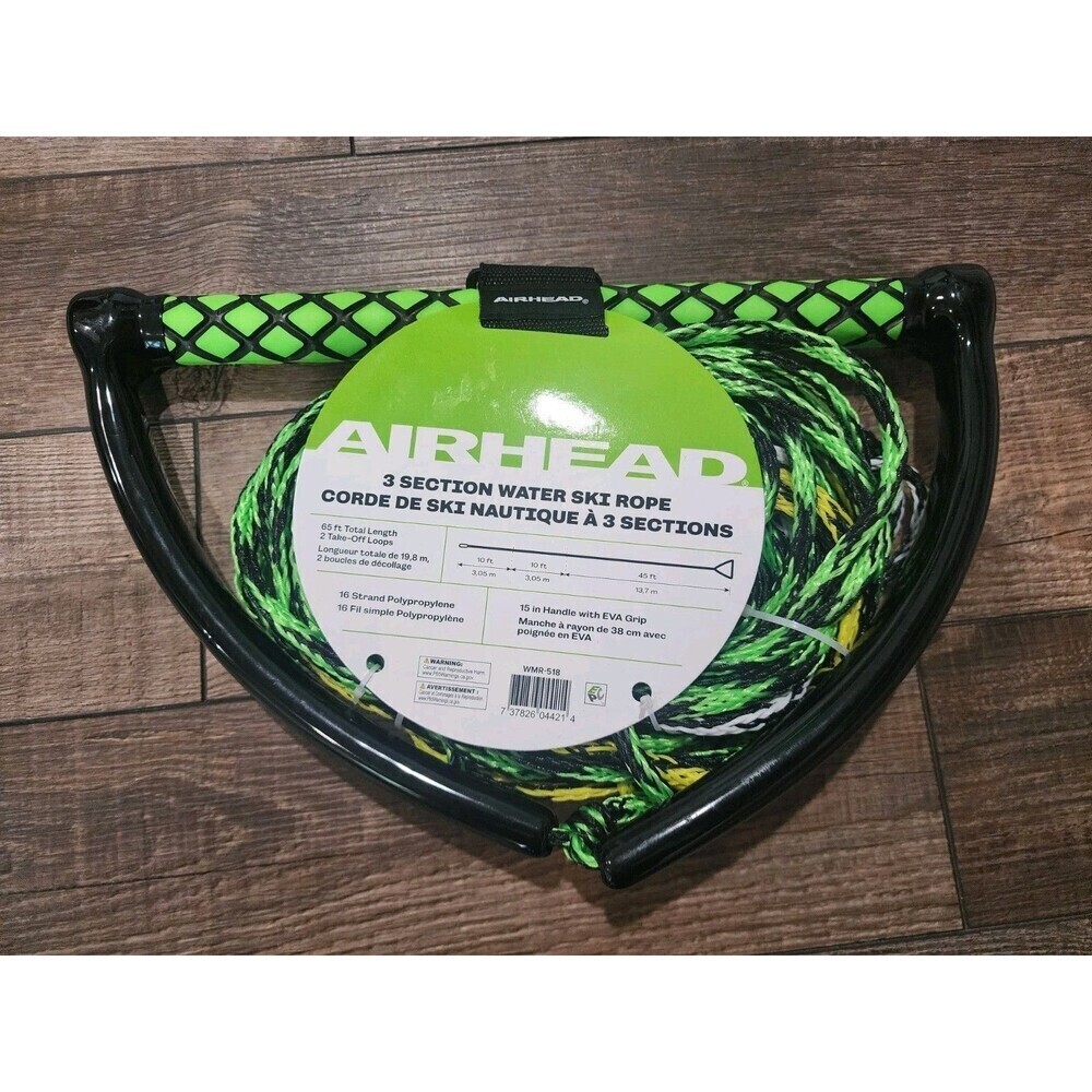 NEW AIRHEAD WMR-518 65' 3-Section Performance Waterski/Wakeboard Rope 030